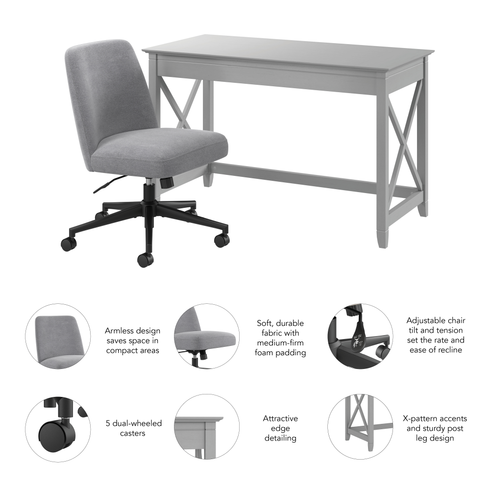 Shop Bush Furniture Key West 48W x 24D Writing Desk and Chair Set, Image 06, KWS103CG, #color_cape cod gray