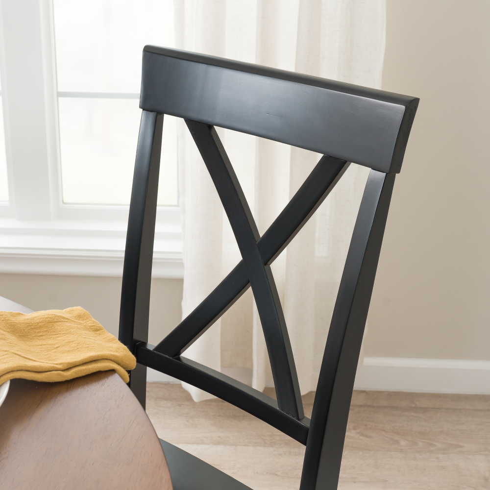 Shop Bush Furniture West End 45W Round Trestle Dining Table with 4 Cross Back Dining Chairs, Image 05, WEN002BMB, #color_burnished medium brown/black paint