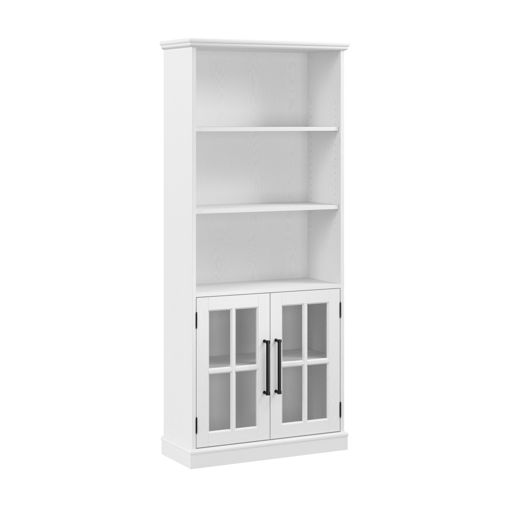 Shop Bush Furniture Westbrook 5 Shelf Bookcase with Glass Doors, Image 01, WBB132WAS-03, #color_white ash