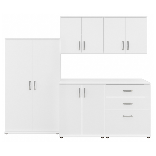 Shop Bush Business Furniture Universal 5 Piece Modular Garage Storage Set with Floor and Wall Cabinets, Image 01, GAS003WH, #color_white