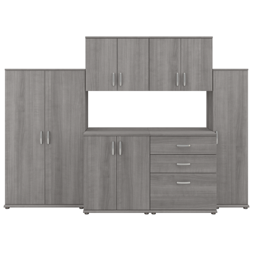 Shop Bush Business Furniture Universal 6 Piece Modular Closet Storage Set with Floor and Wall Cabinets, Image 01, CLS002PG, #color_platinum gray