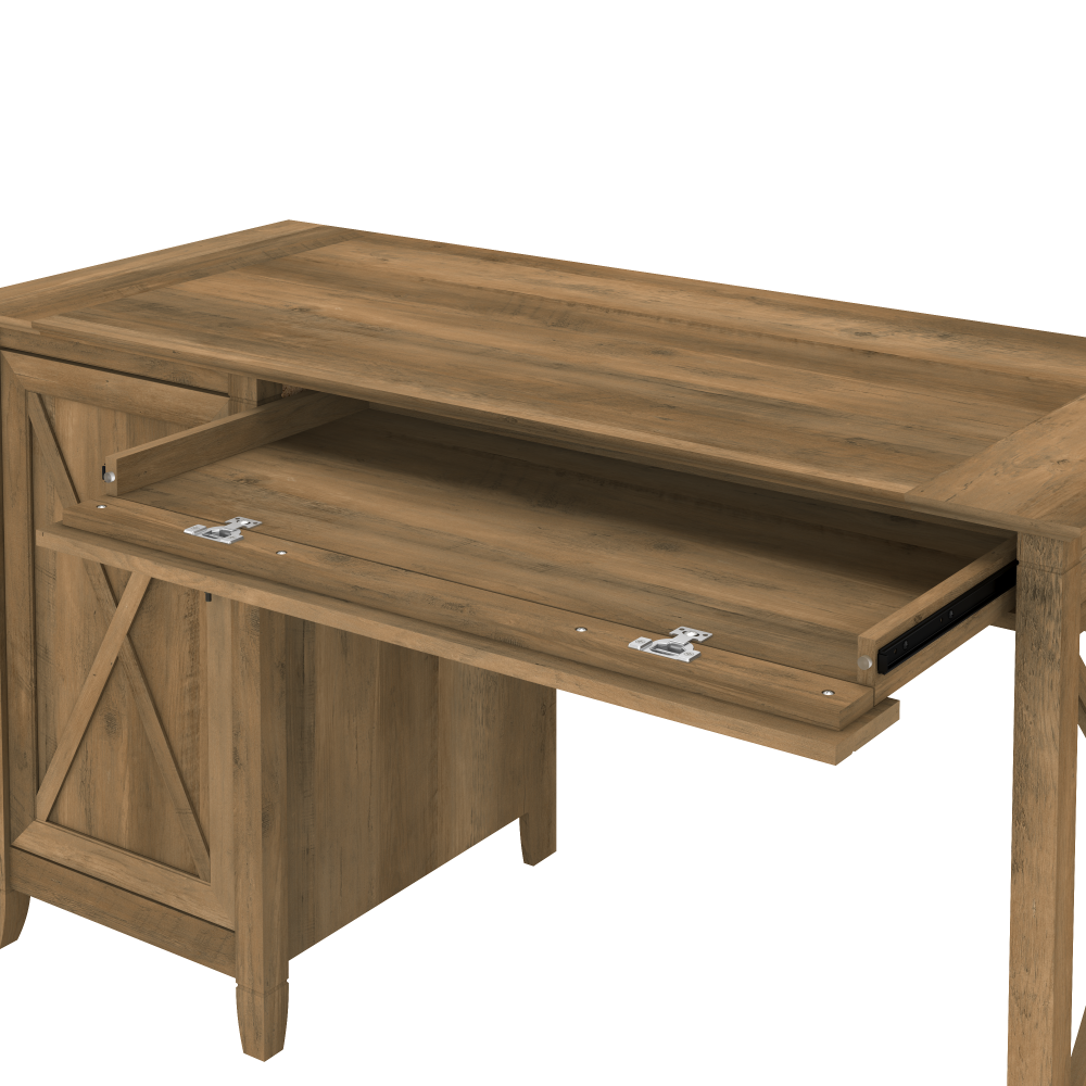 Shop Bush Furniture Key West 54W Computer Desk with Keyboard Tray and Storage, Image 05, KWD154RCP-03, #color_reclaimed pine