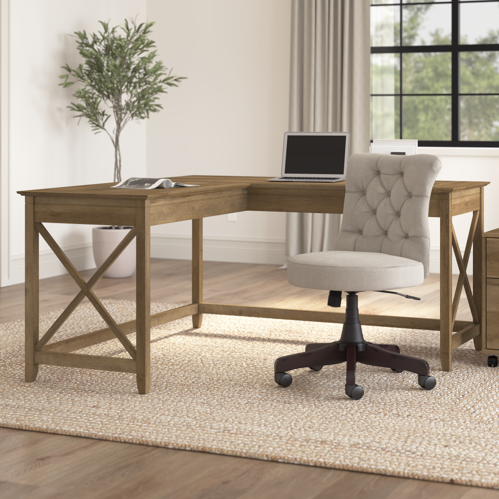 Shop Bush Furniture Key West 60W L Shaped Desk, Image 02, KWD160RCP-03, #color_reclaimed pine