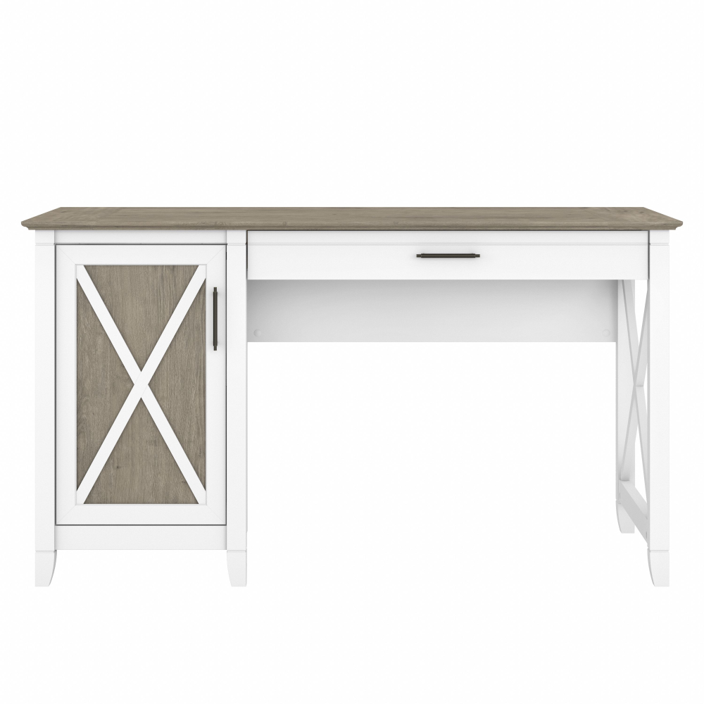 Shop Bush Furniture Key West 54W Computer Desk with Keyboard Tray and Storage, Image 03, KWD154G2W-03, #color_shiplap gray/pure white