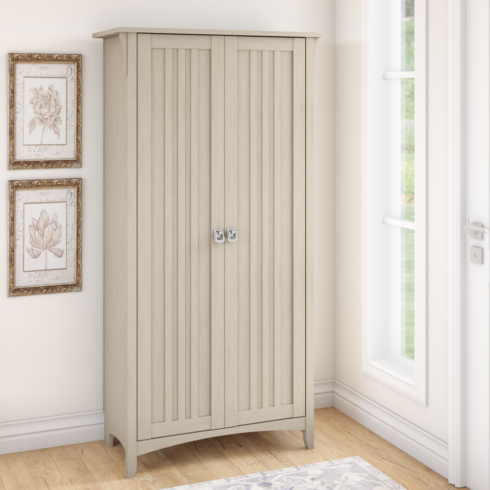 Shop Bush Furniture Salinas Tall Storage Cabinet with Doors, Image 02, SAS332AW-03, #color_antique white