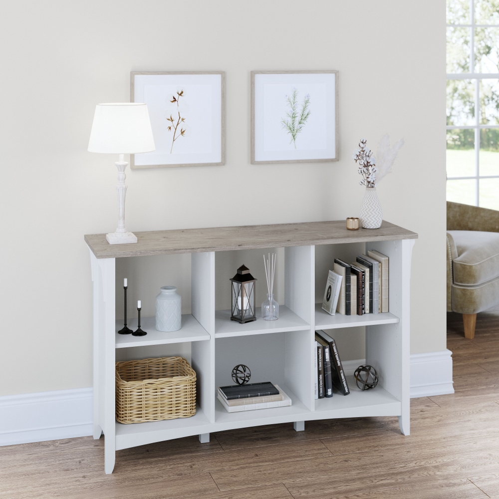 Shop Bush Furniture Salinas 6 Cube Organizer, Image 02, SAB148G2W-03, #color_shiplap gray/pure white