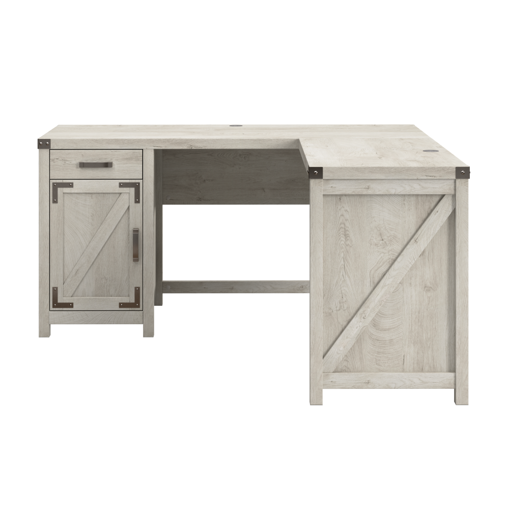 Shop Bush Furniture Knoxville 60W L Shaped Desk with Drawer and Storage Cabinet, Image 03, CGD160CWH-03, #color_cottage white