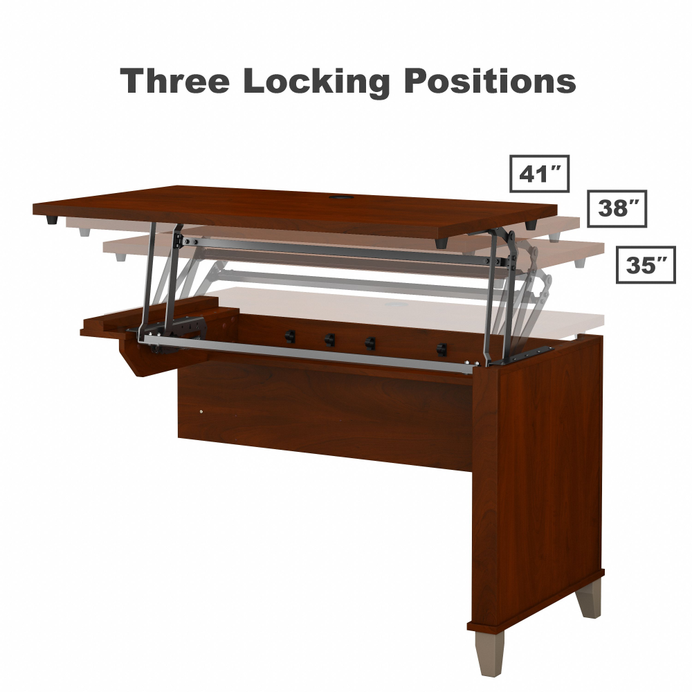 Shop Bush Furniture Somerset 72W 3 Position Sit to Stand L Shaped Desk with Hutch, Image 08, SET015HC, #color_hansen cherry