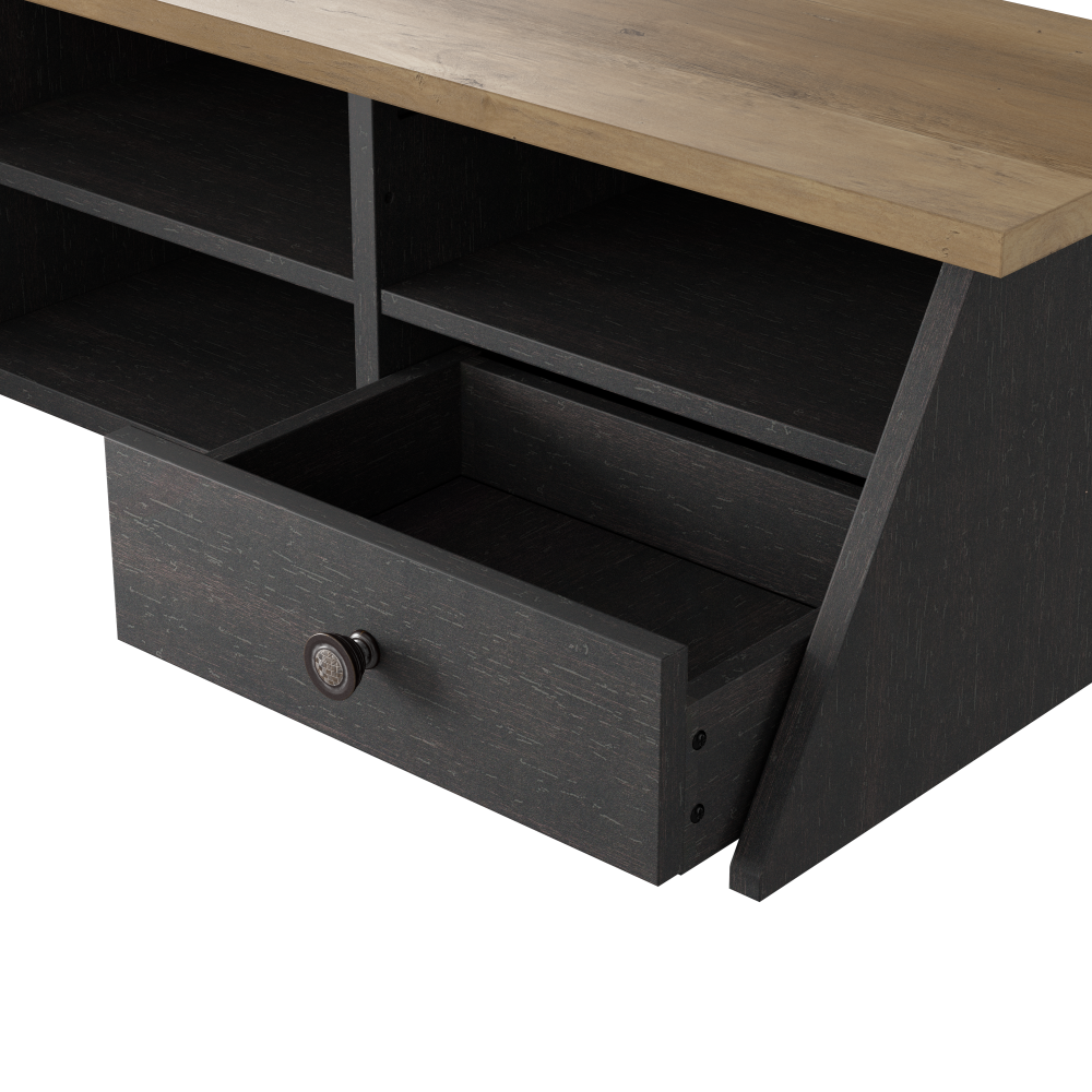 Shop Bush Furniture Mayfield 54W Computer Desk with Shelves and Desktop Organizer, Image 06, MAY001V2P, #color_vintage black/reclaimed pine