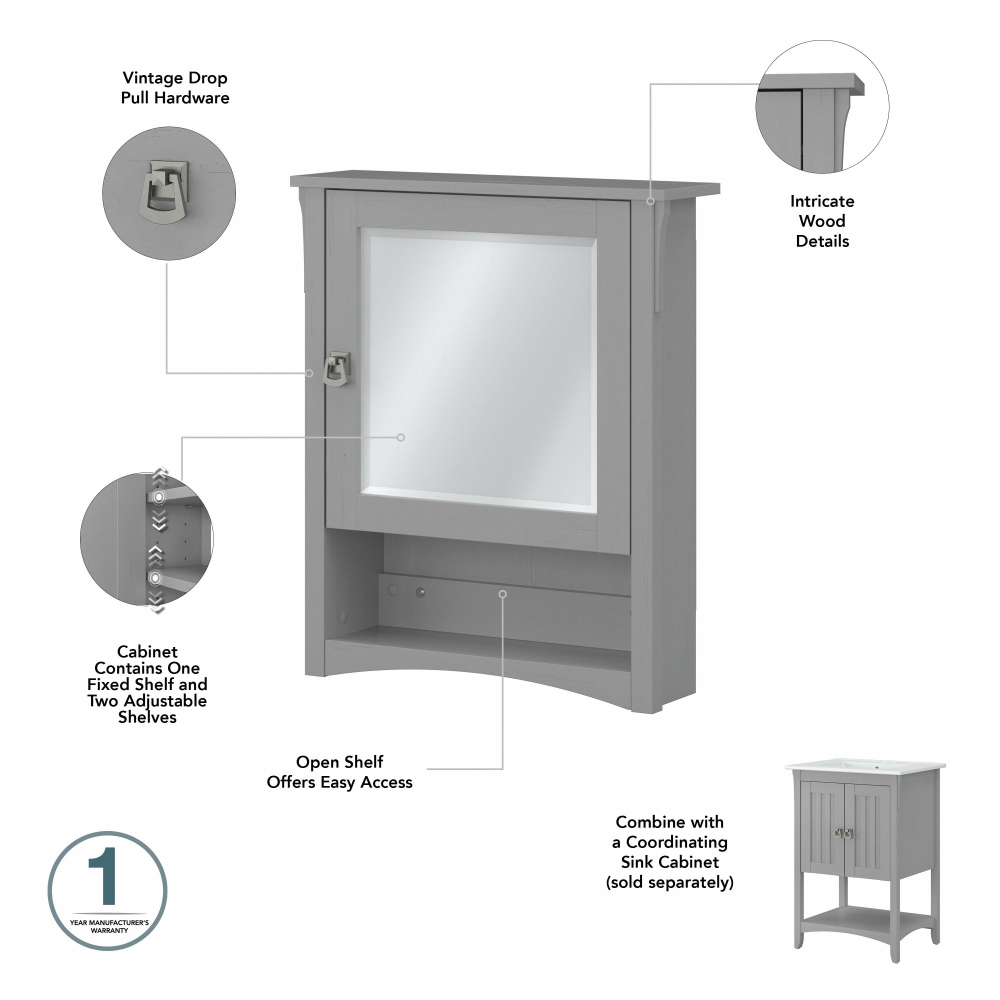 Shop Bush Furniture Salinas 48W Double Vanity Set with Sinks and Medicine Cabinets, Image 07, SAL032CG, #color_cape cod gray