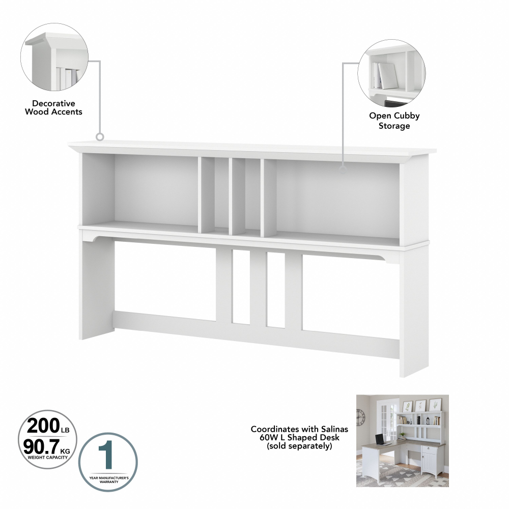 Shop Bush Furniture Salinas 60W L Shaped Desk with Hutch, Image 07, SAL004G2W, #color_shiplap gray/pure white