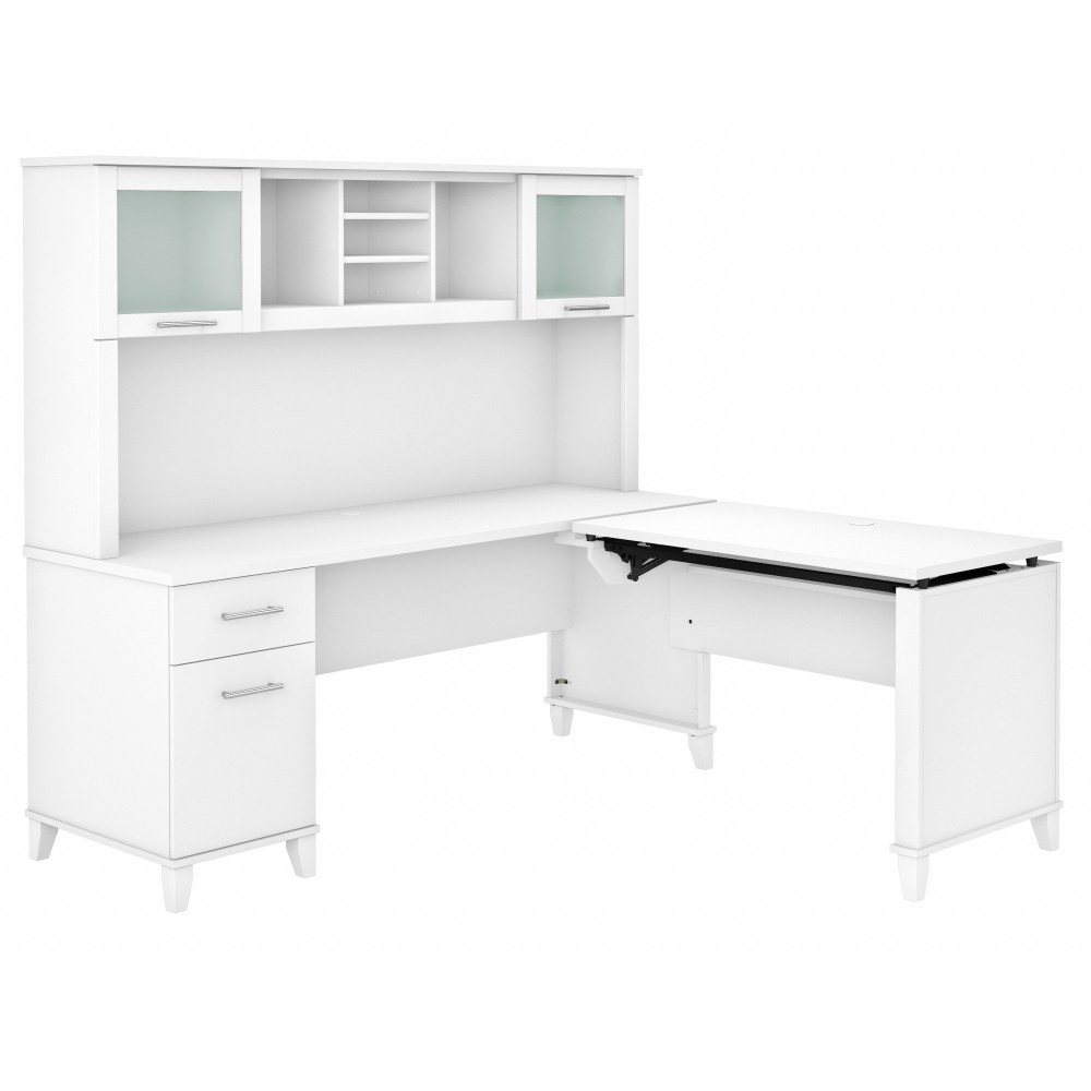 Shop Bush Furniture Somerset 72W 3 Position Sit to Stand L Shaped Desk with Hutch, Image 03, SET015WH, #color_white