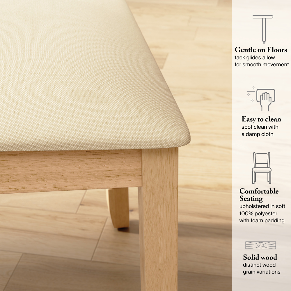Shop Bush Home Key West 70W Cross Base Dining Table with 4 Upholstered Cross Back Chairs and 1 Bench, Image 05, KWS115BO, #color_blonde oak/bright beige