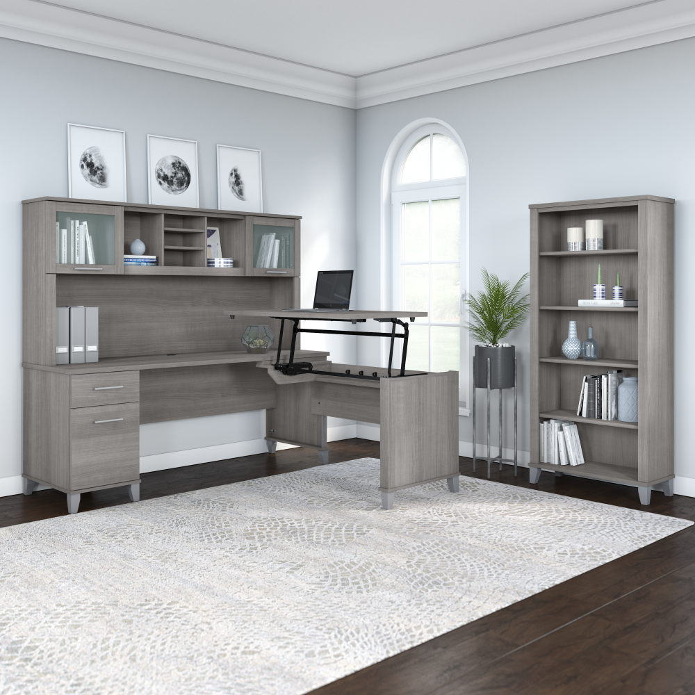 Shop Bush Furniture Somerset 72W Office Desk with Drawers, Image 04, WC81272, #color_platinum gray