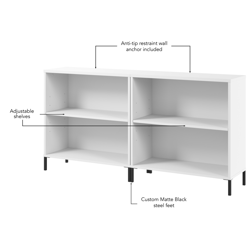 Shop Bush Furniture Soho 2 Shelf Bookcase - Set of 2, Image 05, SHH002WH, #color_white