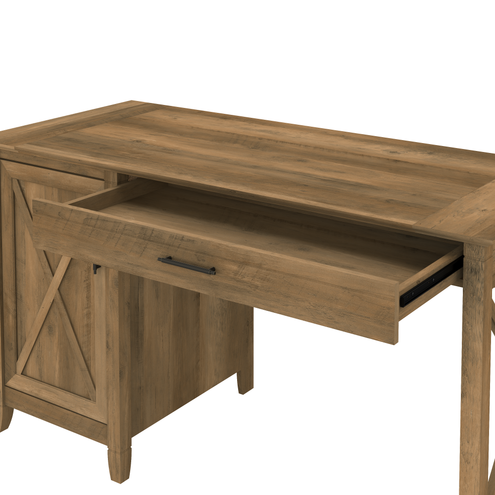 Shop Bush Furniture Key West 54W Computer Desk with Keyboard Tray and Storage, Image 04, KWD154RCP-03, #color_reclaimed pine