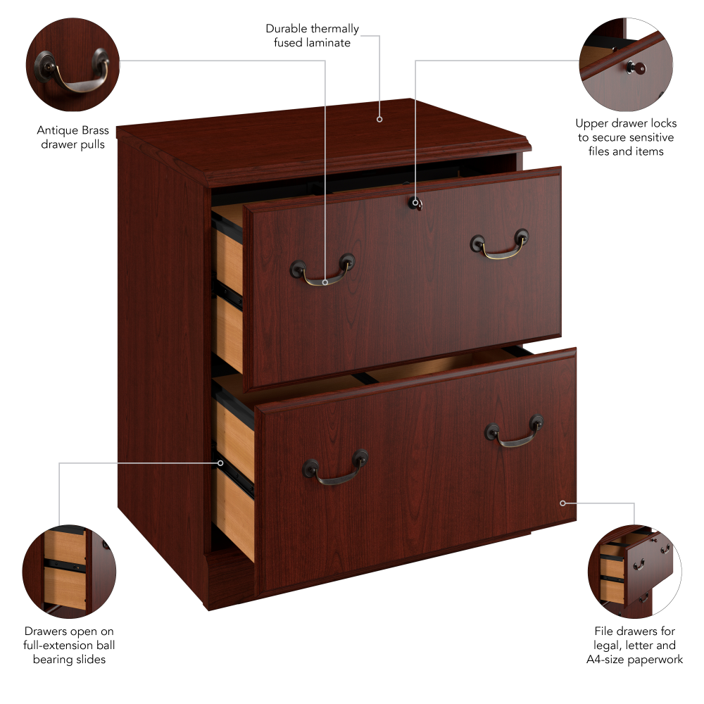 Shop Bush Business Furniture Arlington 2 Drawer Lateral File Cabinet, Image 08, WC65554-03, #color_harvest cherry