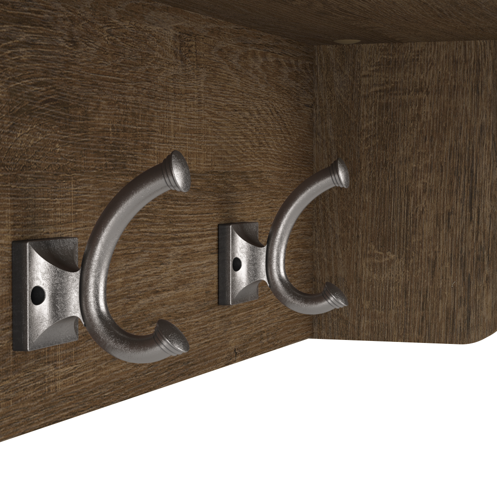 Shop Bush Furniture Woodland 40W Wall Mounted Coat Rack with Shelf, Image 06, WDH340ABR-03, #color_ash brown