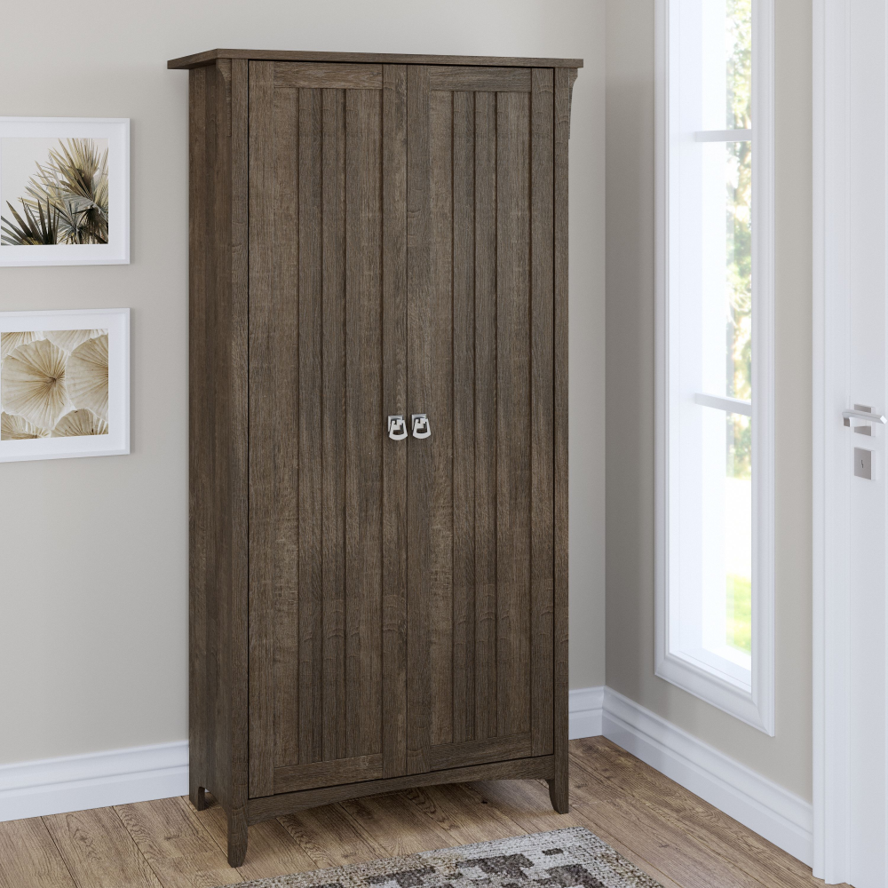 Shop Bush Furniture Salinas Tall Storage Cabinet with Doors, Image 02, SAS332ABR-03, #color_ash brown