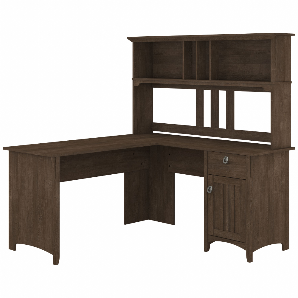 Shop Bush Furniture Salinas 60W L Shaped Desk with Hutch, Image 01, SAL004ABR, #color_ash brown