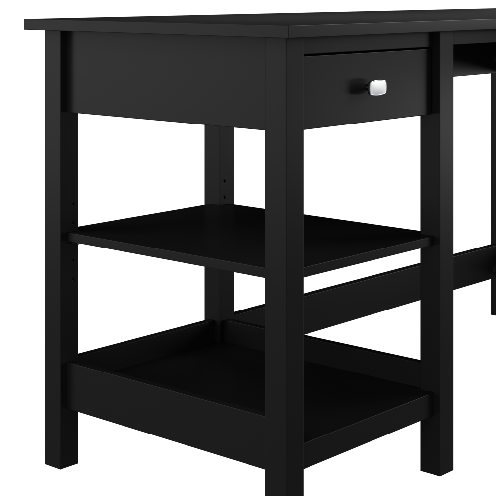 Shop Bush Furniture Broadview 54W Computer Desk with Shelves, Image 08, BDD154CBL-03, #color_classic black