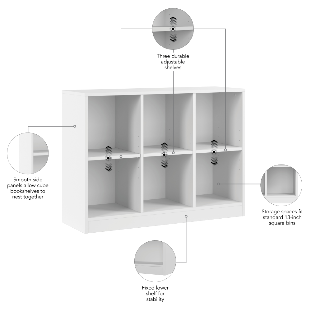 Shop Bush Furniture Universal 6 Cube Organizer Shelf, Image 05, UBB145WH, #color_white