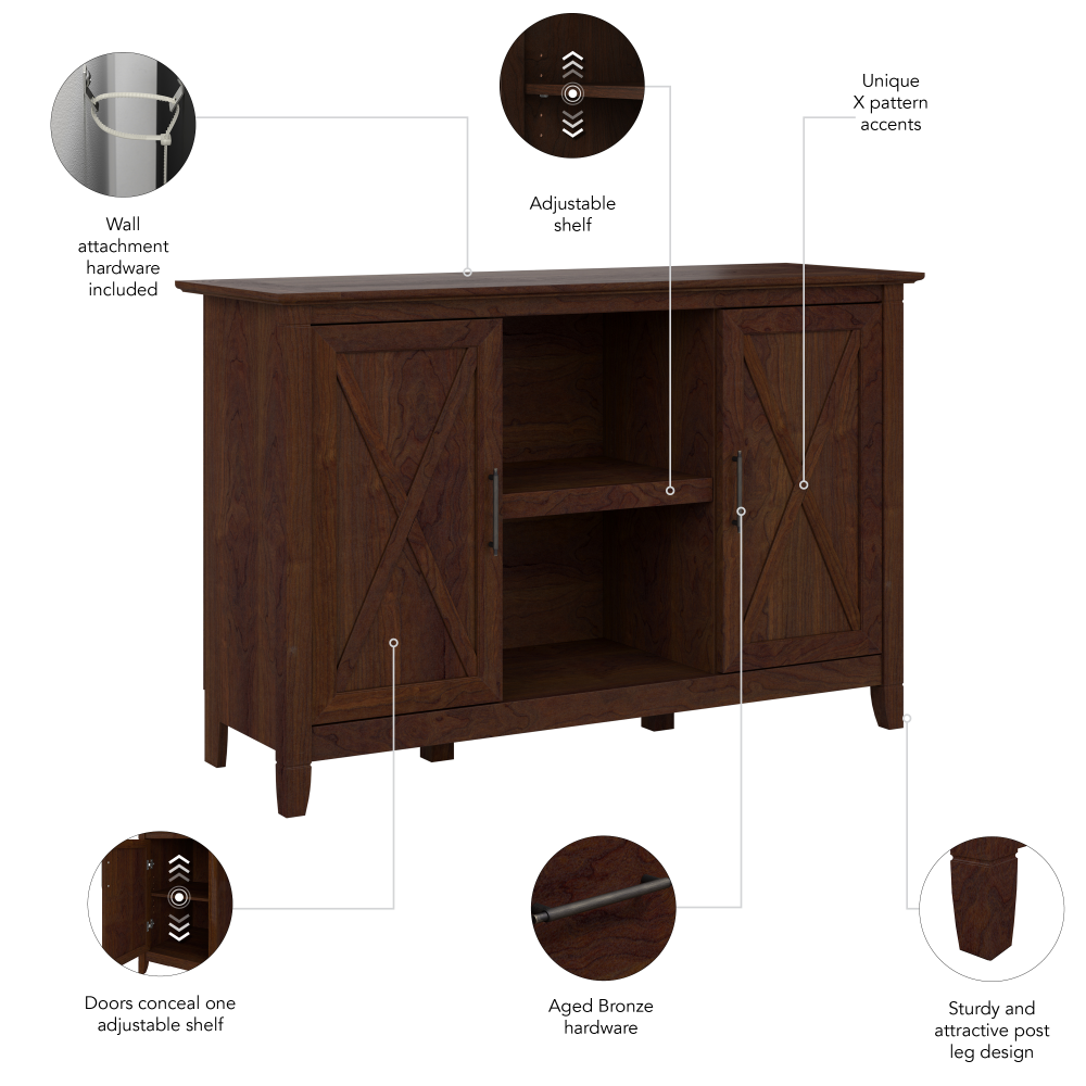 Shop Bush Furniture Key West Accent Cabinet with Doors, Image 07, KWS146BC-03, #color_bing cherry