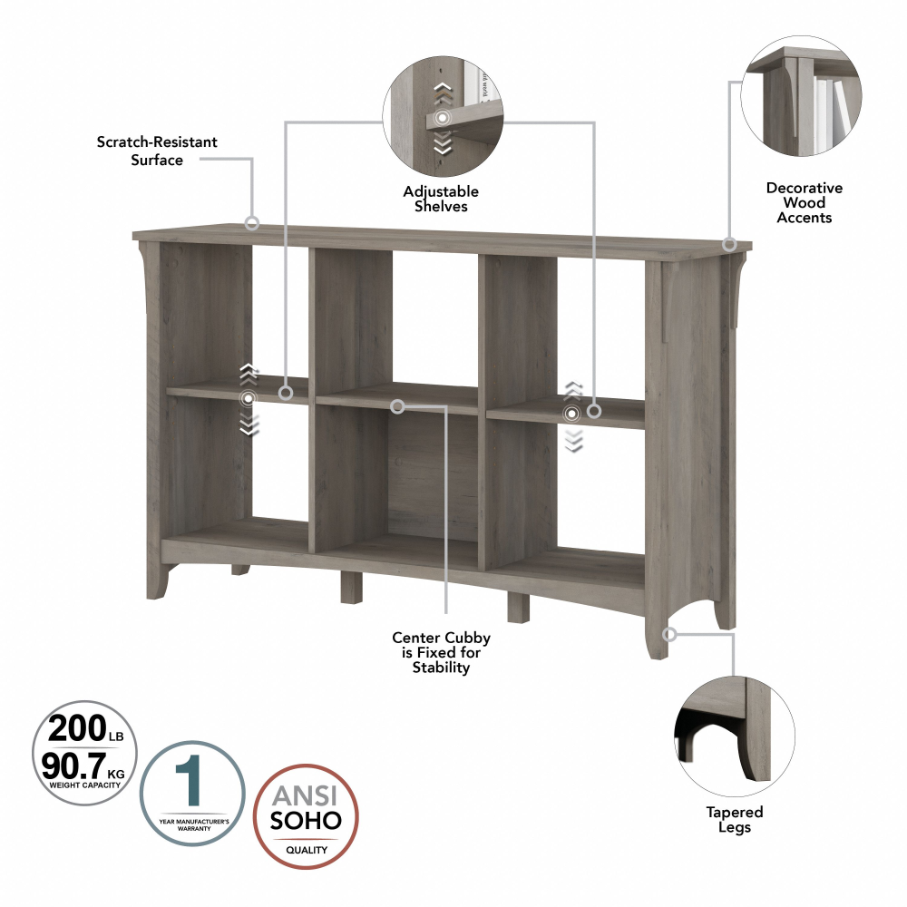 Shop Bush Furniture Salinas 6 Cube Organizer, Image 06, SAB148DG-03, #color_driftwood gray