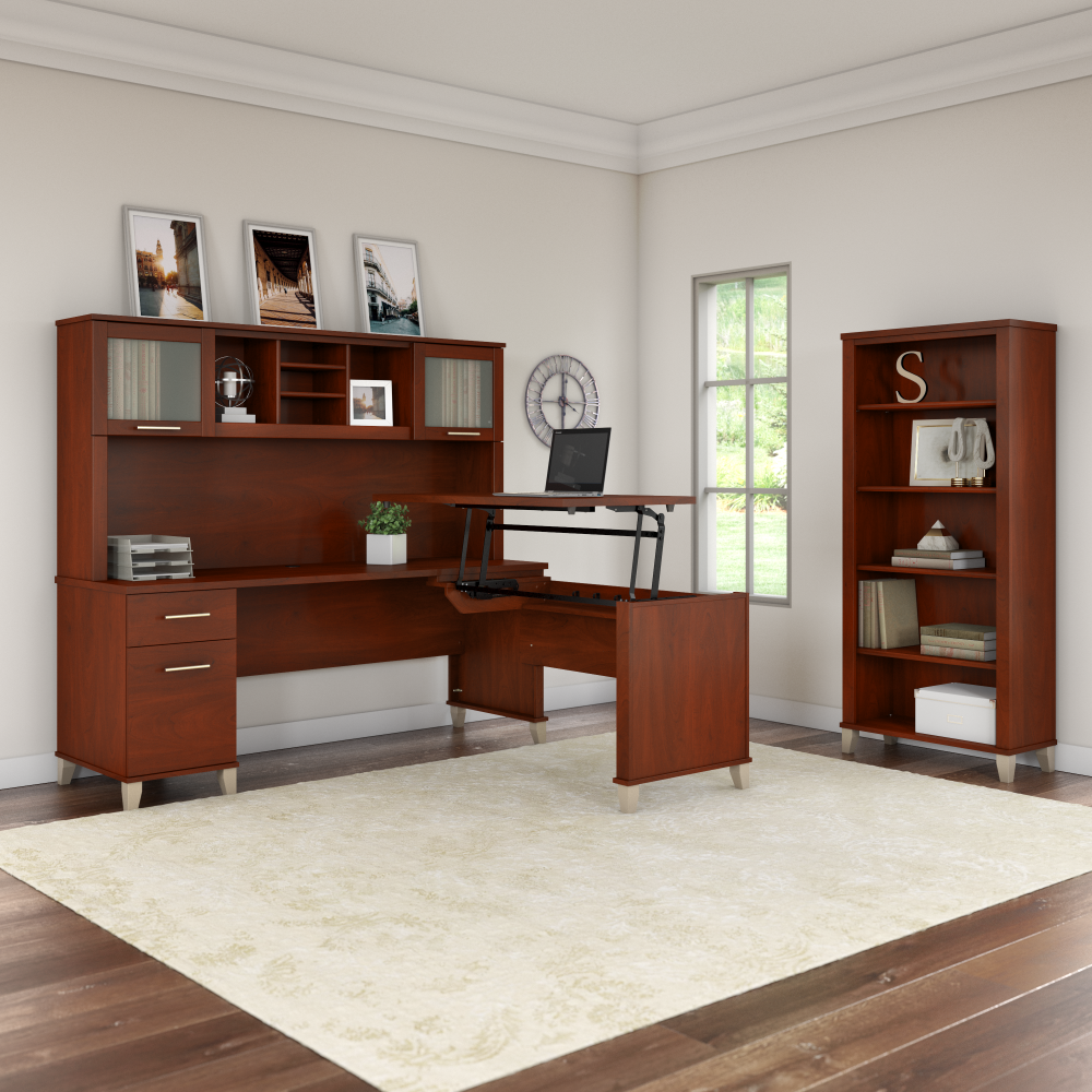 Shop Bush Furniture Somerset 72W Office Desk with Drawers, Image 03, WC81772, #color_hansen cherry