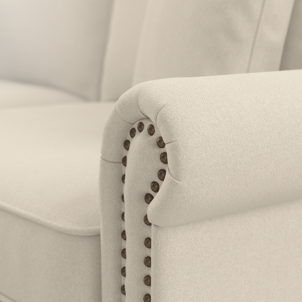 Shop Bush Furniture Coventry 87W L Shaped Sectional Couch, Image 06, CVY86BCRH-03K, #color_cream herringbone fabric