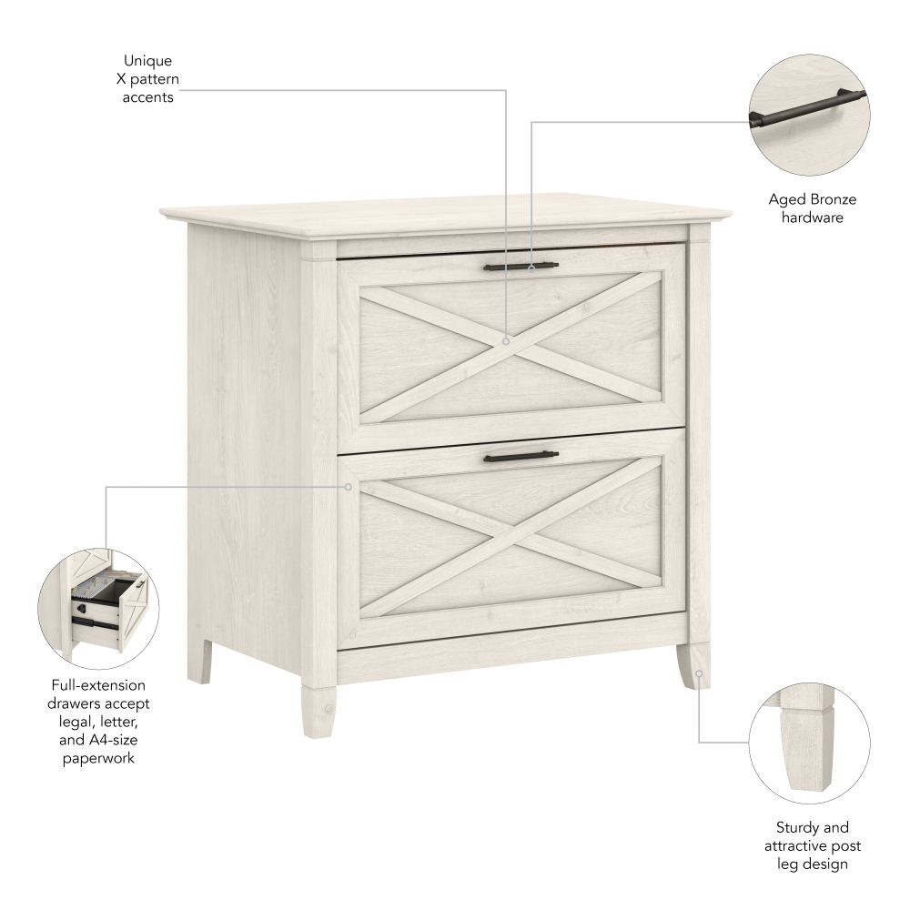 Shop Bush Furniture Key West 2 Drawer Lateral File Cabinet, Image 07, KWF130LW-03, #color_linen white oak