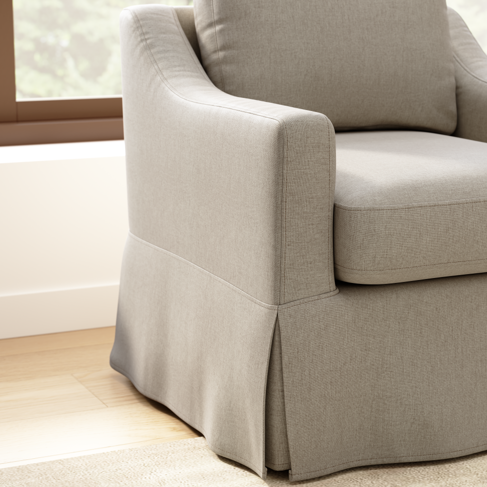 Shop Bush Home Harper Swivel Accent Chair and Storage Ottoman with Slipcovers, Image 05, HAR002SDB, #color_sand basketweave fabric