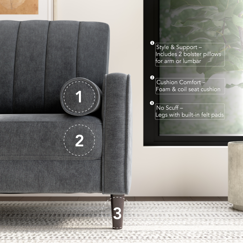 Shop Bush Home Max 54W Loveseat, Image 04, MXJ154IGC-03, #color_iron gray chenille fabric