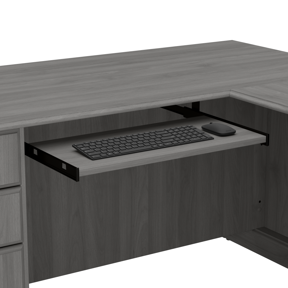 Shop Bush Furniture Saratoga L Shaped Computer Desk and Bookcase Set, Image 03, SAR005MG, #color_modern gray