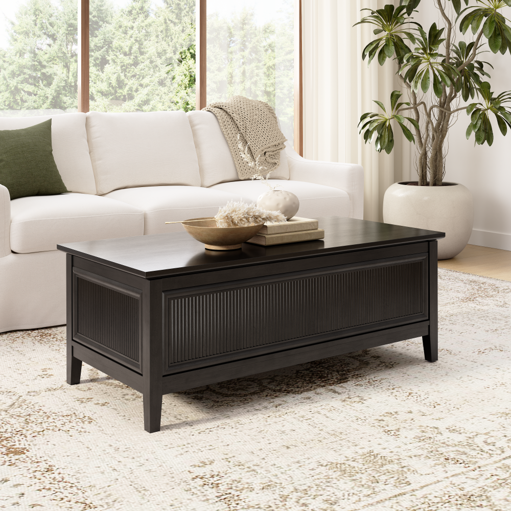Shop Bush Home Camille 47W Fluted Lift Top Coffee Table with Storage, Image 02, CMT147OB-03, #color_onyx birch