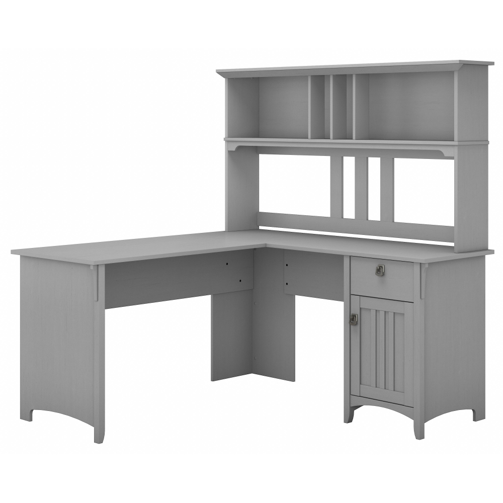 Shop Bush Furniture Salinas 60W L Shaped Desk with Hutch, Image 01, SAL004CG, #color_cape cod gray