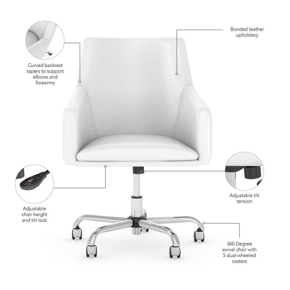 Shop Bush Furniture Somerset 60W L Shaped Desk with Mid Back Leather Box Chair, Image 07, SET022SGWH, #color_storm gray/white