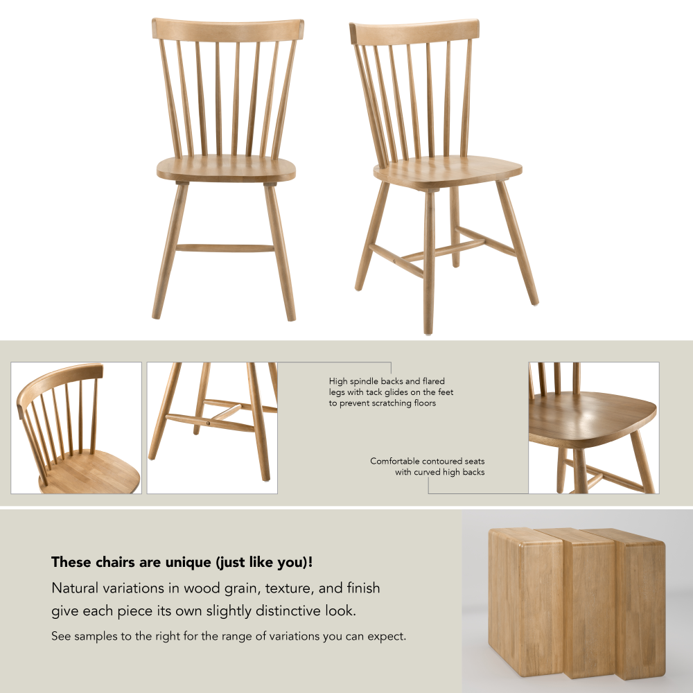 Shop Bush Furniture Windsor High Back Spindle Dining Chairs - Set of 2, Image 06, WDNCH02NHS-03, #color_natural honey brown