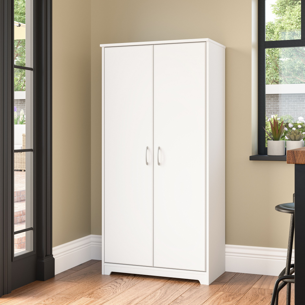 Shop Bush Furniture Cabot Tall Kitchen Pantry Cabinet with Doors, Image 02, WC31999-Z, #color_white