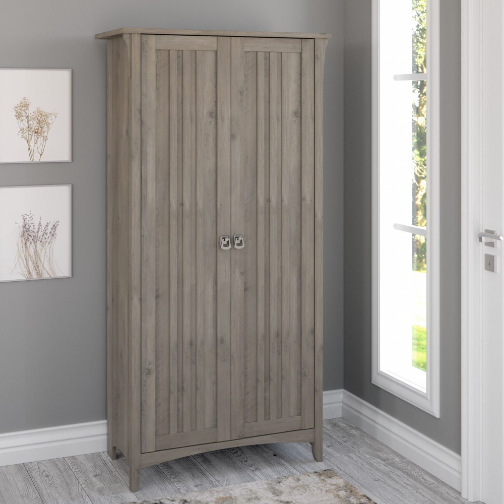 Shop Bush Furniture Salinas Tall Storage Cabinet with Doors, Image 02, SAS332DG-03, #color_driftwood gray