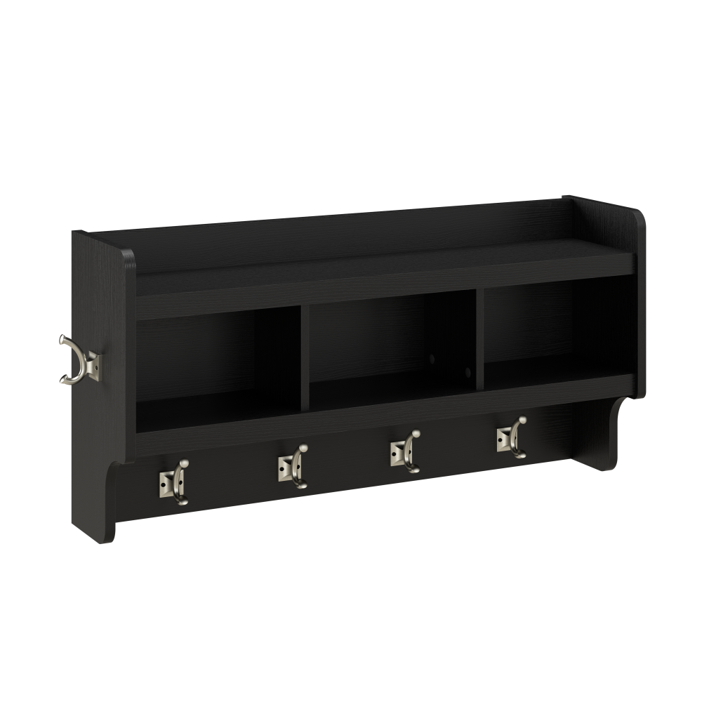 Shop Bush Furniture Woodland 40W Wall Mounted Coat Rack with Shelf, Image 01, WDH340BS-03, #color_black suede oak