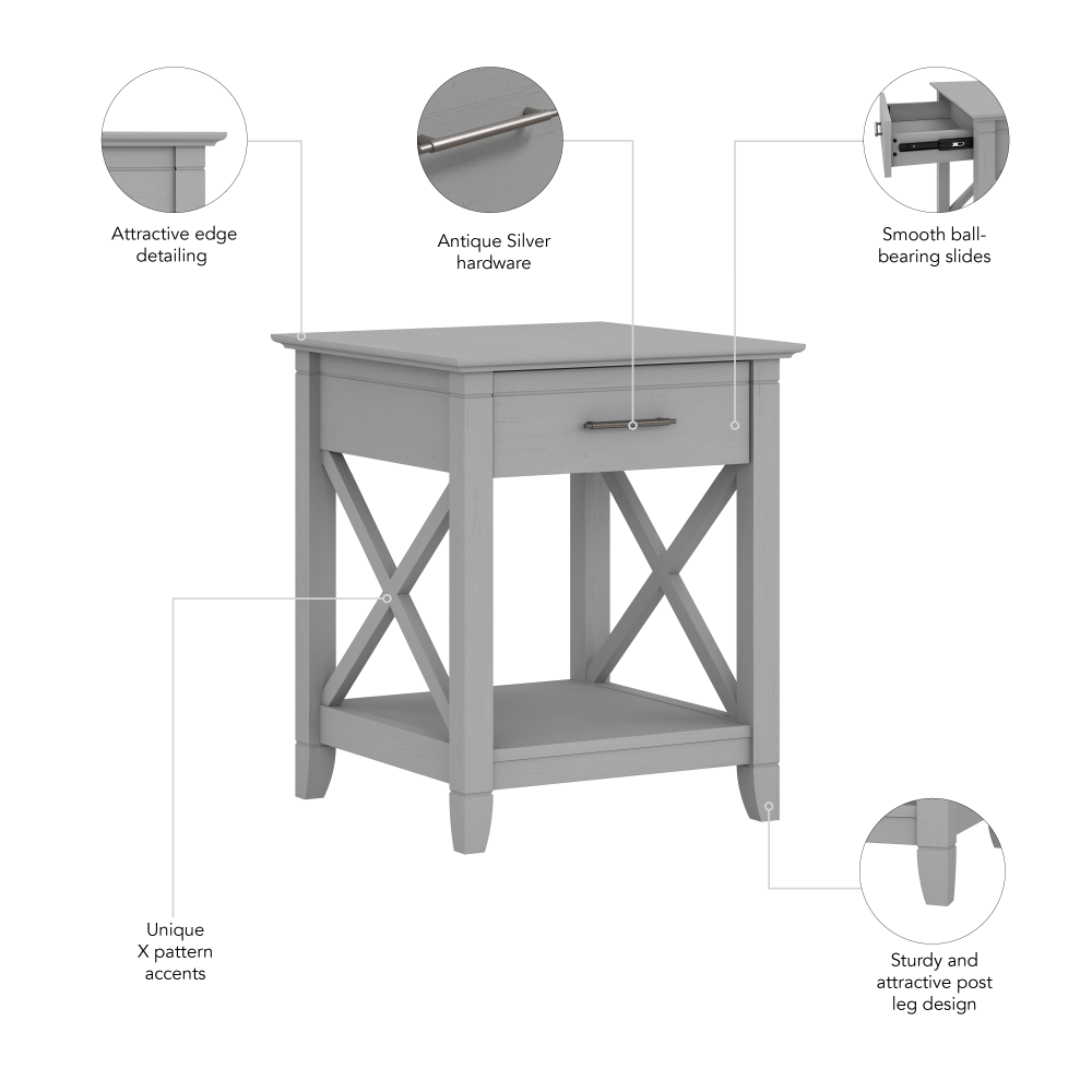 Shop Bush Furniture Key West End Table with Storage, Image 07, KWT120CG-03, #color_cape cod gray