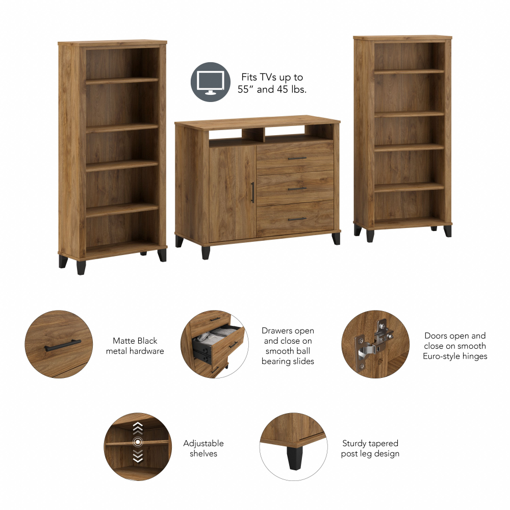 Shop Bush Furniture Somerset Entertainment Center, Image 07, SET039FW, #color_fresh walnut