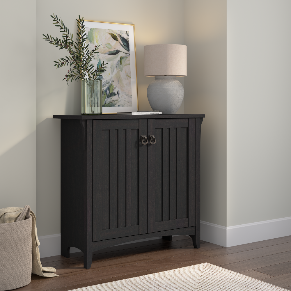 Shop Bush Furniture Salinas Small Storage Cabinet with Doors and Shelves, Image 02, SAS632VB-03, #color_vintage black