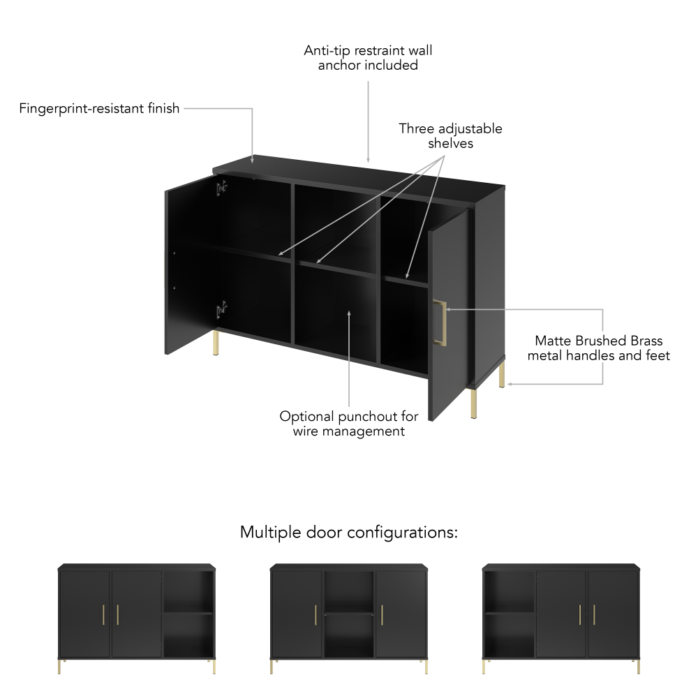 Shop Bush Furniture Soho Accent Cabinet with Doors, Image 07, SHS143BL-Z, #color_black stipple