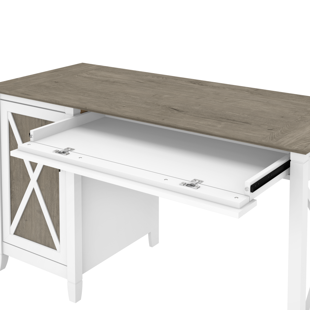 Shop Bush Furniture Key West 54W Computer Desk with Keyboard Tray and Storage, Image 05, KWD154G2W-03, #color_shiplap gray/pure white