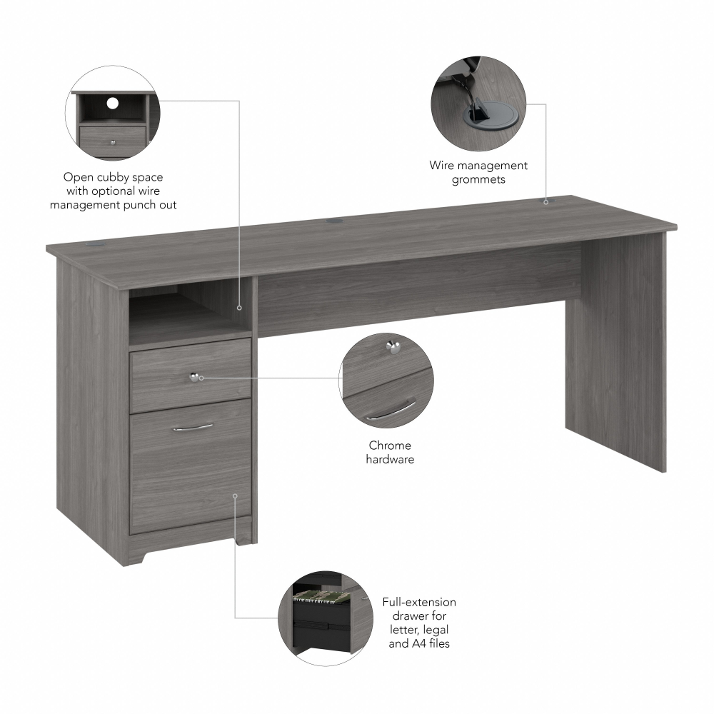 Shop Bush Furniture Cabot 72W Computer Desk with Drawers, Image 08, WC31372, #color_modern gray