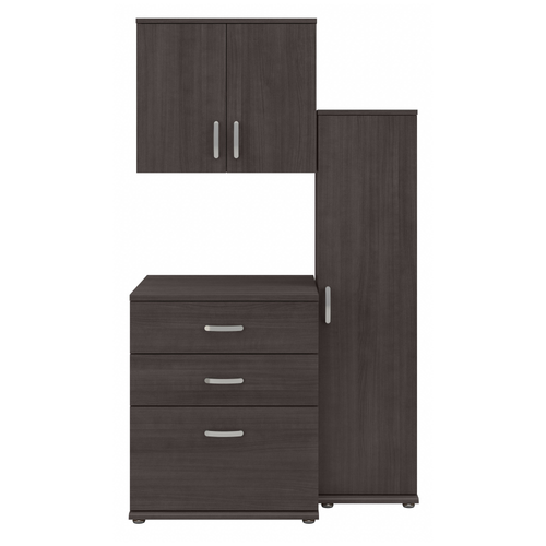 Shop Bush Business Furniture Universal 3 Piece Modular Garage Storage Set with Floor and Wall Cabinets, Image 01, GAS005SG, #color_storm gray