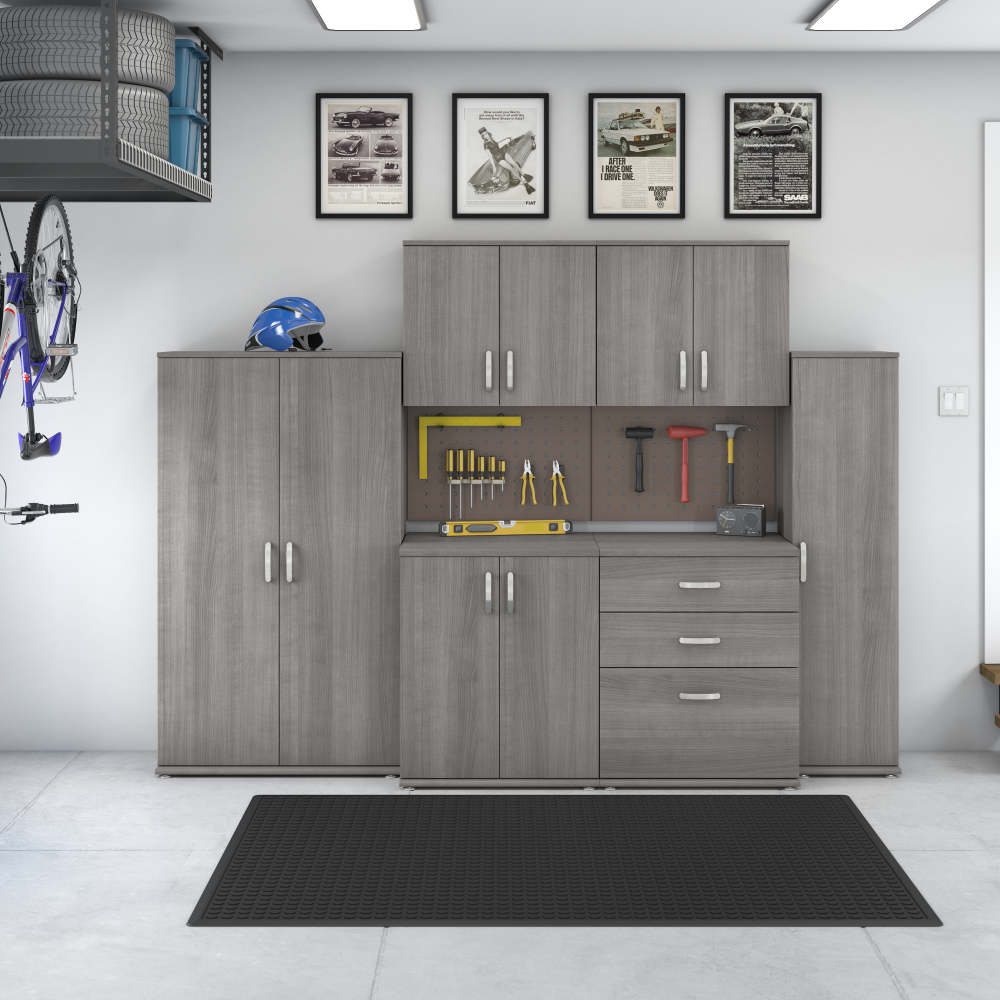 Shop Bush Business Furniture Universal 6 Piece Modular Garage Storage Set with Floor and Wall Cabinets, Image 02, GAS002PG, #color_platinum gray