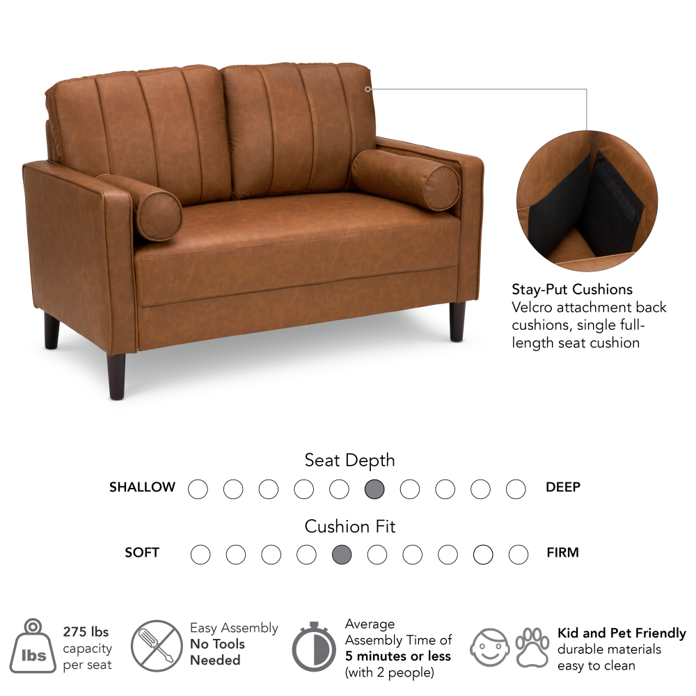 Shop Bush Home Max 54W Loveseat, Image 05, MXJ154BCL-03, #color_buffed camel leather